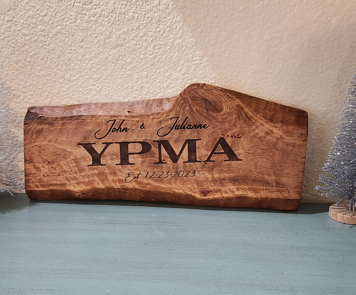 Personalized Live Edge Wedding Sign – Last Name & Established Date
