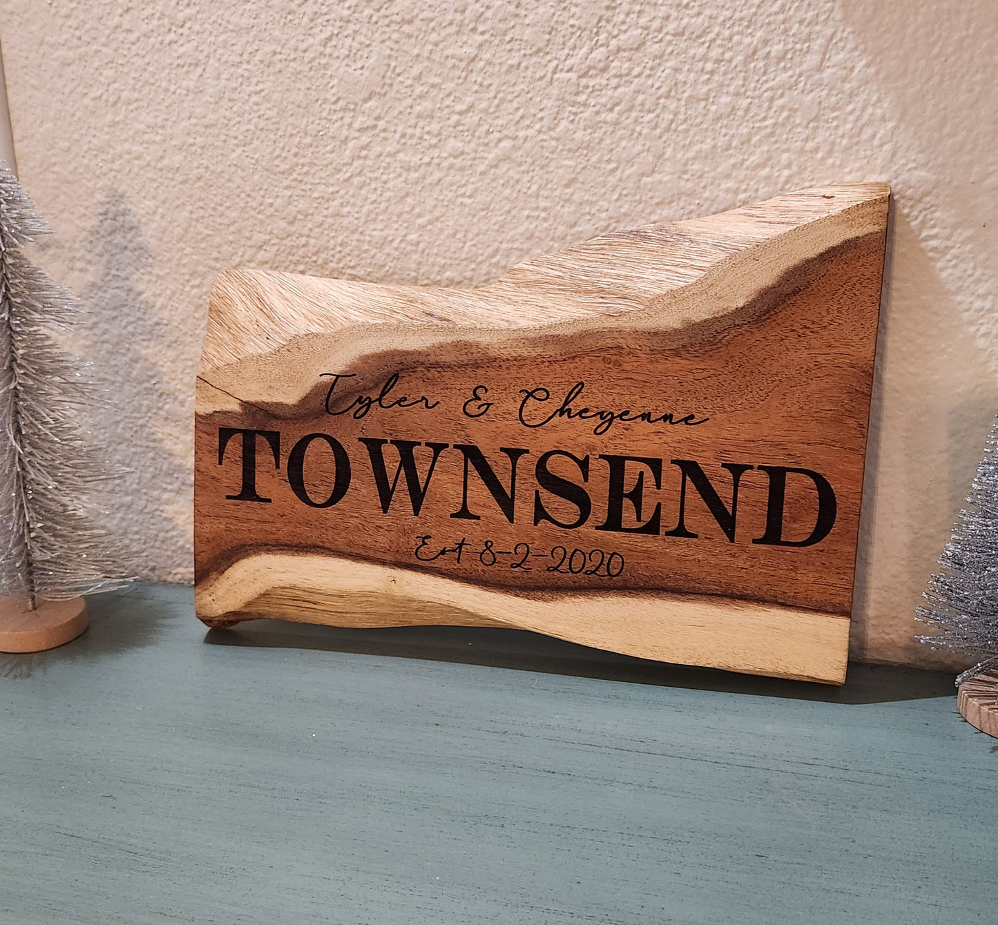 Personalized Live Edge Wedding Sign – Last Name & Established Date