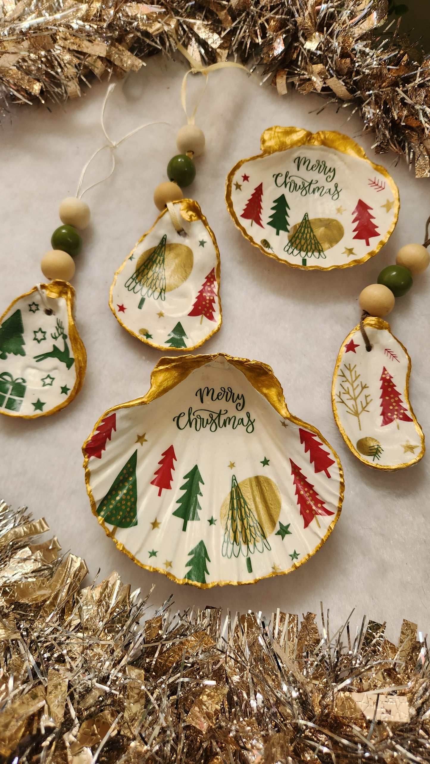 Christmas Shell Ornaments & Trinket Dishes
