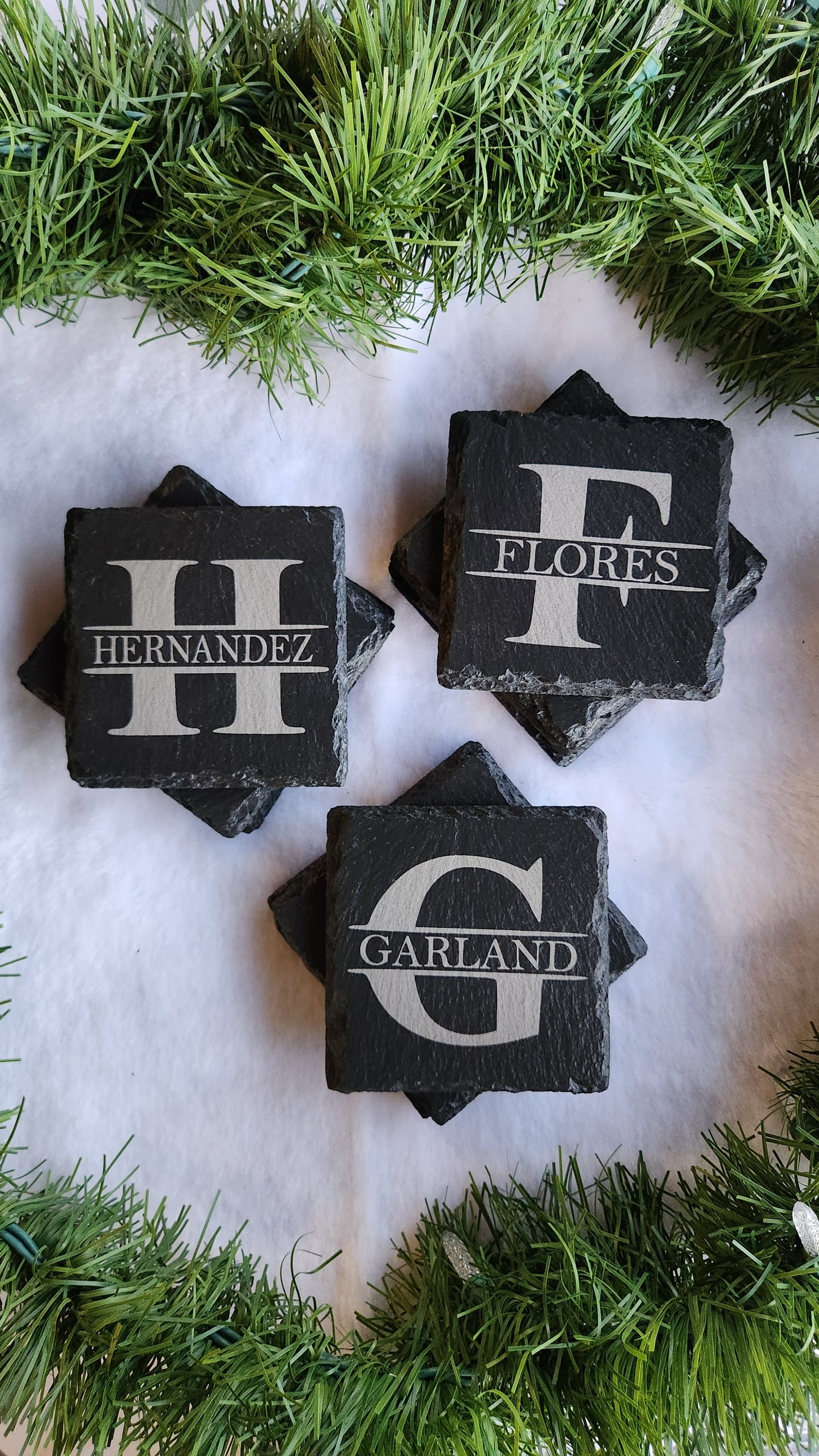 Personalized Slate Coasters – Monogram & Custom Designs (Set of 4)