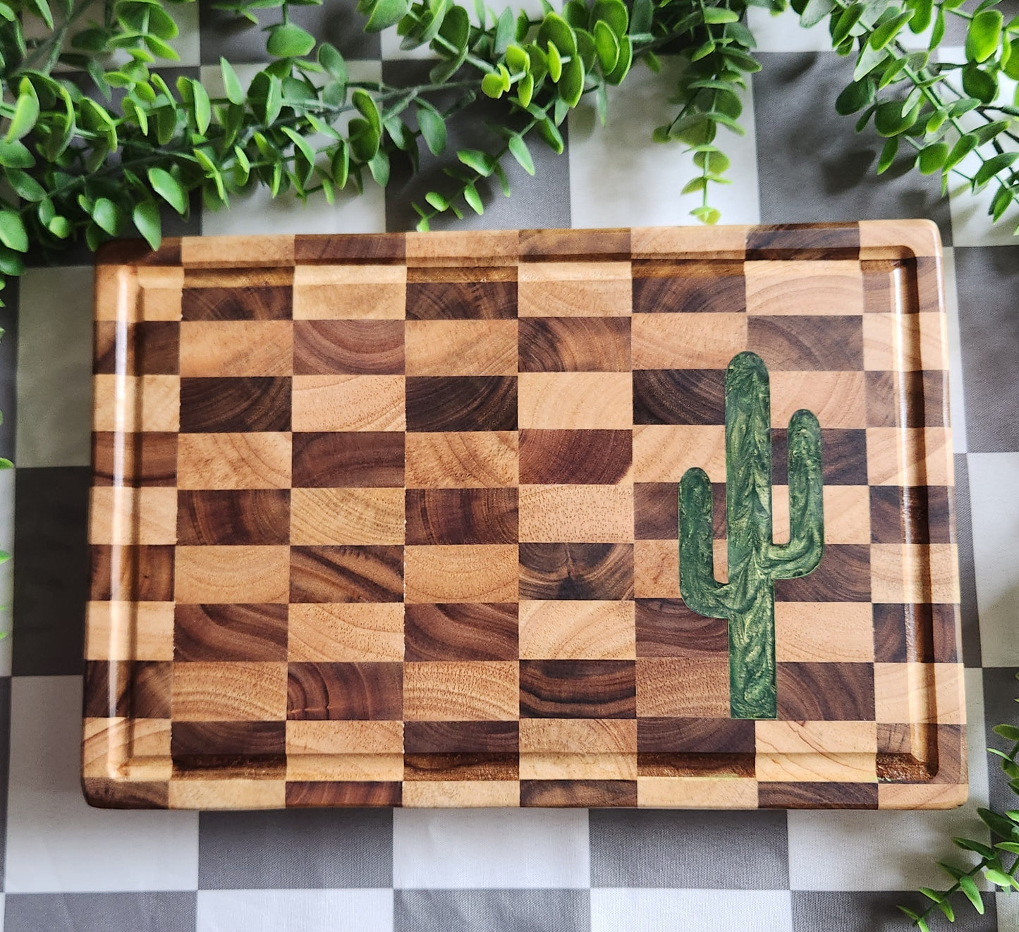 Checkered Board with Resin Inlay 14"×10"