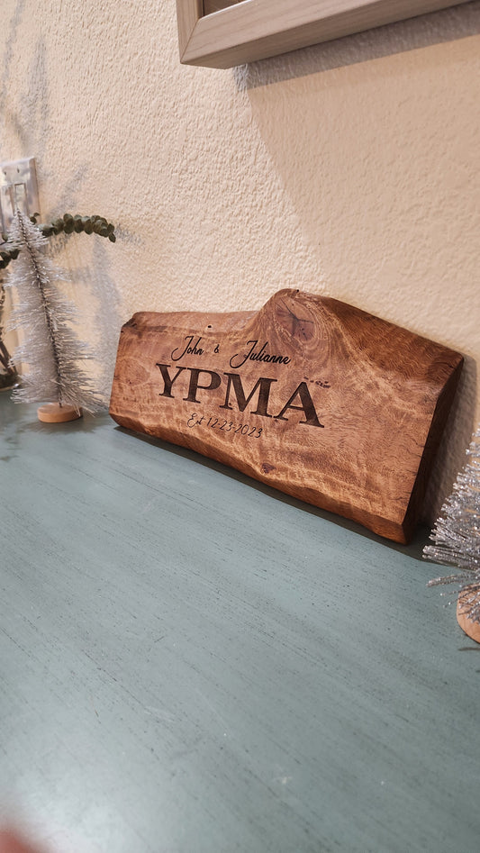 Personalized Live Edge Wedding Sign – Last Name & Established Date