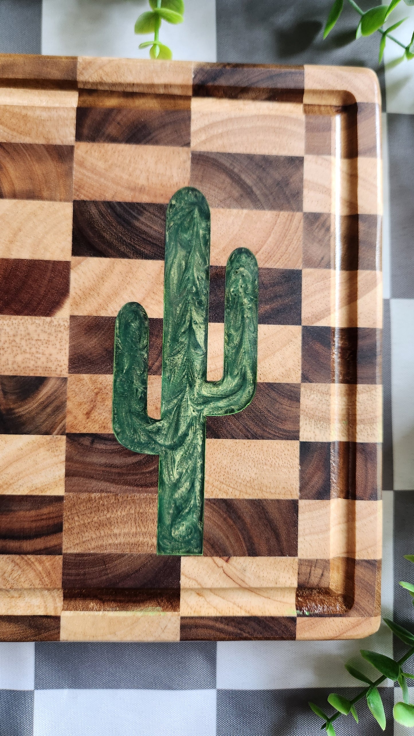 Checkered Board with Resin Inlay 8"×12"