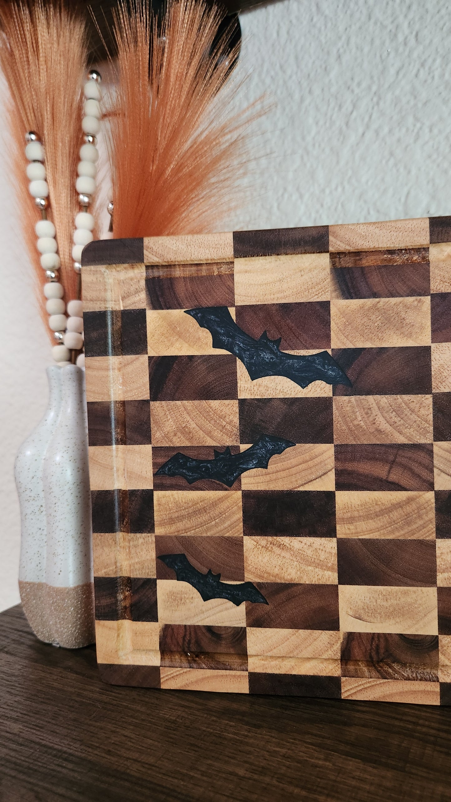 Checkered Board with Resin Inlay 14"×10"