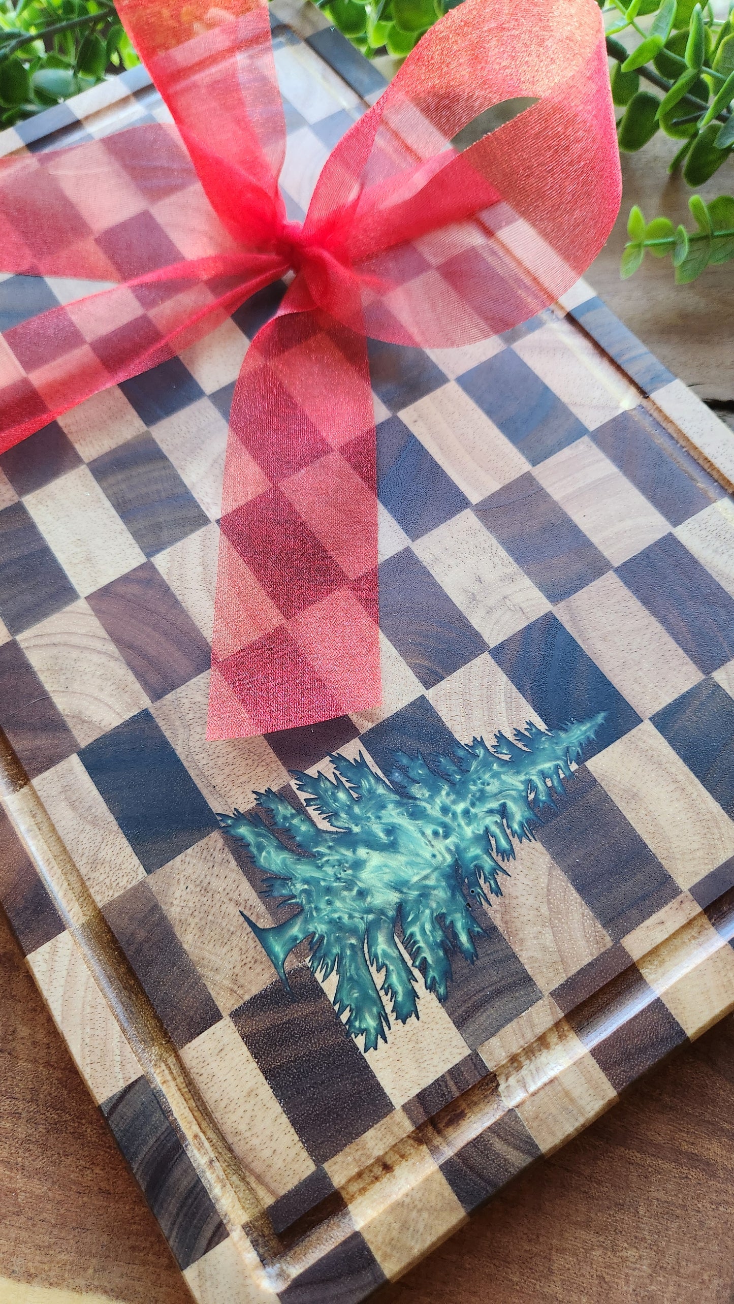 Checkered Board with Resin Inlay 8"×12"