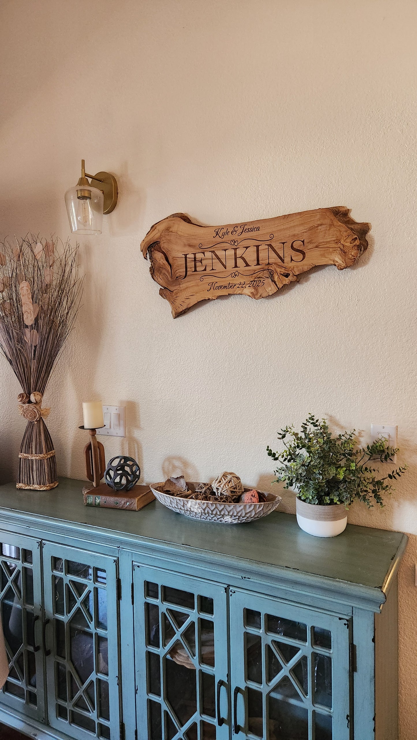 Livd Edge Olive Wood Sign Personalized