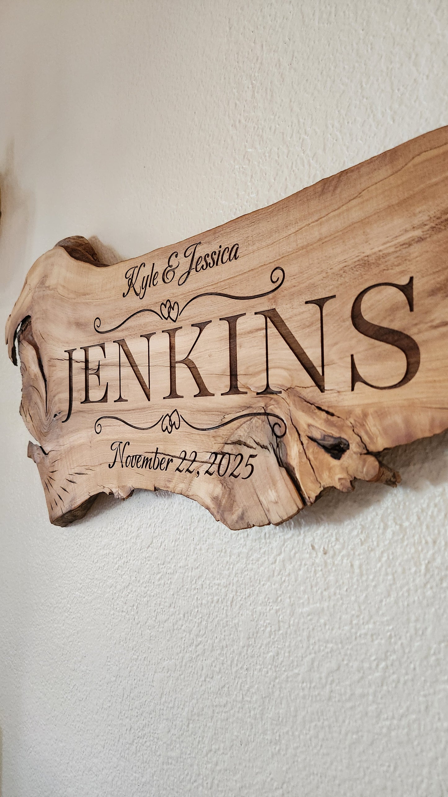 Livd Edge Olive Wood Sign Personalized